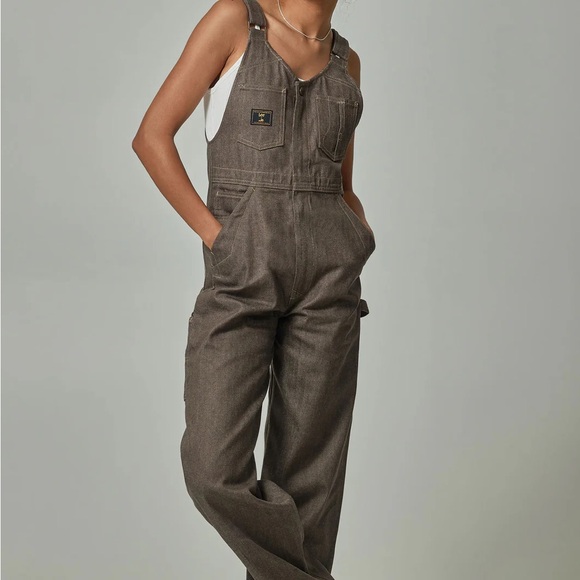 WOMEN'S LEE® X THE BROOKLYN CIRCUS® WHIZIT ZIP BIB OVERALL IN BROWN SELVEDGE